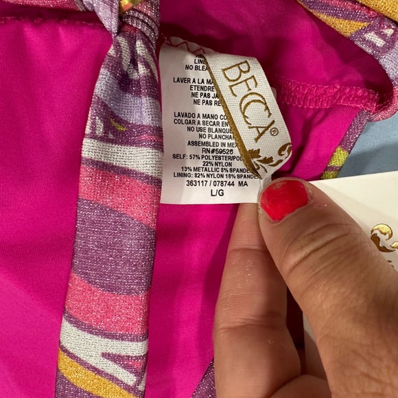 NWT BECCA BY REBECCA VIRTUE PSYCHEDELIC BLAKE SHIRRED HALTER TOP IN SIZE LARGE - Picture 9 of 10